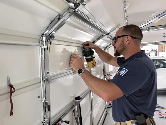 Fontana Garage Door Repair technician quieting a noisy garage door in Fontana