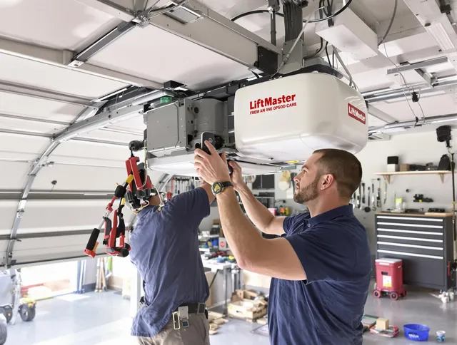 Fontana Garage Door Repair technician performing advanced diagnostics on garage opener in Fontana