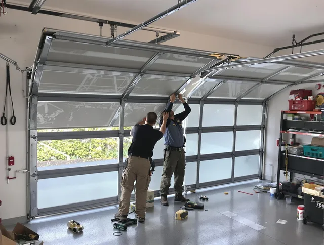 Fontana Garage Door Repair expert performing precise panel replacement on Fontana garage door