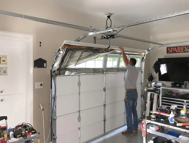 Garage door section replacement by Fontana Garage Door Repair in Fontana